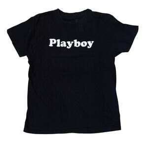 Playboy black‎ white lettering short sleeve cotton shirt SIZE M